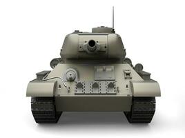 Gray old military tank - front view photo