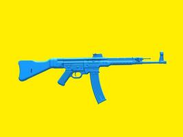 azul asalto máquina pistola en amarillo antecedentes foto