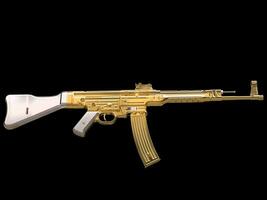 Golden assault rifle - vintage - side view photo