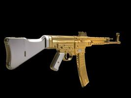 Golden assault rifle - vintage - rear view photo