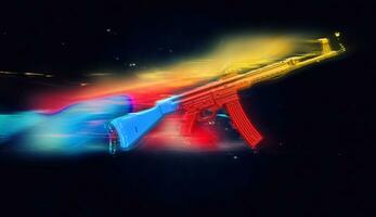 Colorful assault machine gun - cosmic trails photo