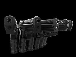 Semi automatic pistols pointing at all directions photo