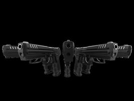 Modern black semi automatic pistols - side angle shot photo