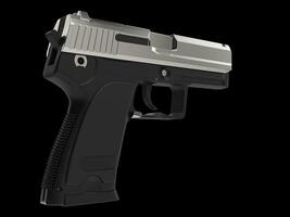 Small and compact modern handgun - chrome - hand grip closeup shot photo