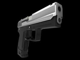 Small and compact modern handgun - chrome - closeup shot photo