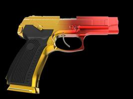 Tactical modern semi - automatic pistol - heat treated two color tone finish - red and yellow photo