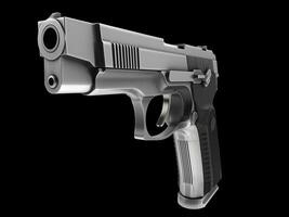 Tactical modern semi - automatic pistol - steel finish - closeup shot photo