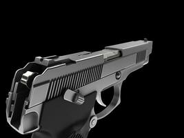 Tactical modern semi - automatic pistol - steel finish - FPS view photo