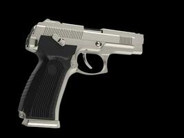 Brushed steel tactical hand gun - top down view photo