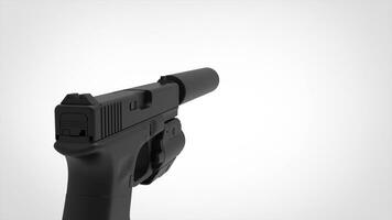 Black handgun with silencer - FPS view photo