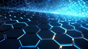 Abstract technological hexagonal background digital Technology Network Background Illustration Futuristic point wave. photo