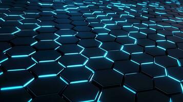 Abstract technological hexagonal background digital Technology Network Background Illustration Futuristic point wave. photo