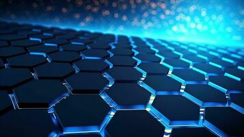 Abstract technological hexagonal background digital Technology Network Background Illustration Futuristic point wave. photo