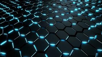 Abstract technological hexagonal background digital Technology Network Background Illustration Futuristic point wave. photo