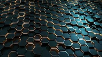 Abstract technological hexagonal background digital Technology Network Background Illustration Futuristic point wave. photo