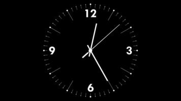 12 25 a 12 30 reloj cinco minutos hora lapso animación, alfa canal, a.m pm, video