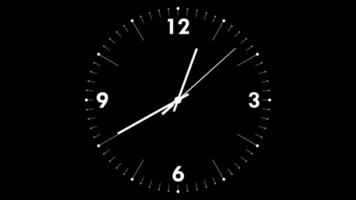 12 40 to 12 45 Clock Five Minutes Time Lapse Animation, Alpha Channel, AM PM, video