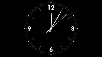 12 05 to 12 10 Clock Five Minutes Time Lapse Animation, Alpha Channel, AM PM, video