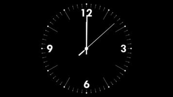 12 00 to 12 05 Clock Five Minutes Time Lapse Animation, Alpha Channel, AM PM, video
