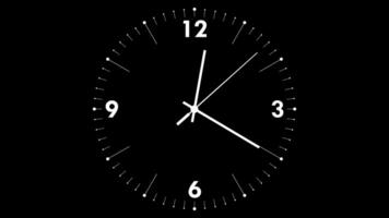12 20 to 12 25 Clock Five Minutes Time Lapse Animation, Alpha Channel, AM PM, video