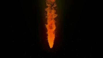 Stylized fiery comet. The comet is flying down. Meteorite. Space. video