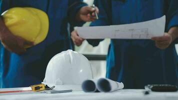 Three Heavy Industry Engineers Stand in Pipe Manufacturing Factory, Use Digital Tablet Computer, Have Discussion. Large Pipe Assembled. Design and Construction of Oil, Gas and Fuels Transport Pipeline video