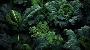 Realistic photo of a bunch of kale. top view vegetables scenery. AI Generated