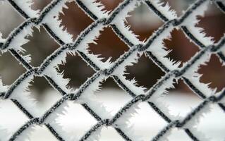 Icy metal grid photo