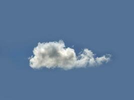 Single white cloud over blue sky background. Fluffy cumulus cloud shape photo