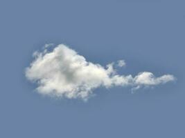 Single white cloud over blue sky background. Fluffy cumulus cloud shape photo