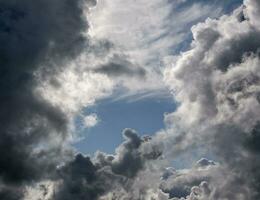 nubes marco en el Tormentoso cielo fondo, hermosa cielo foto