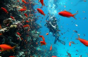 buceo en el rojo mar en Egipto, tropical arrecife foto