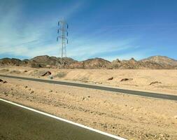 Road in the desert, Sinai mountains, hills photo
