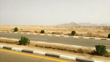 Road in the Sinai desert, Sharm el Sheikh in Egypt photo