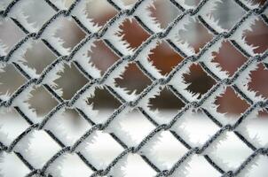 Icy metal grid photo