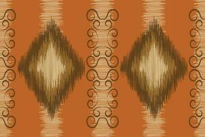 Ethnic Ikat fabric pattern geometric style.African Ikat embroidery brown Ethnic oriental pattern brown background. Abstract,vector,illustration.Texture,wallpaper,frame,decoration,carpet,motif. vector