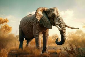 Elephant savannah wildlife. Generate Ai photo