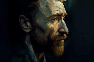 Beard man portrait. Generate Ai photo