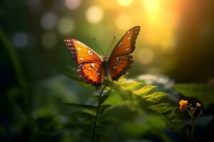 view of beautiful butterfly in nature AI Generative photo