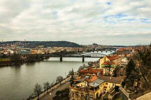 Spectacular view on Prague from the mountain photo