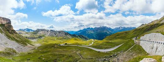 Panoramic shot of mountain plateau in Austrian Alps photo