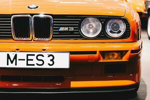 Munich, Germany - Aug 27, 2019 - Close up shot of BMW M3 E30 in the museum photo