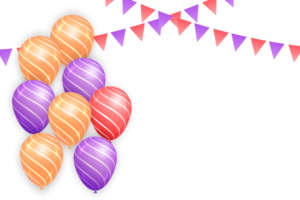 hermosa contento cumpleaños antecedentes con rosado globos y papel picado para nacimiento día celebracion tarjeta png