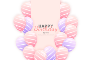 hermosa contento cumpleaños antecedentes con rosado globos y papel picado para nacimiento día celebracion tarjeta png