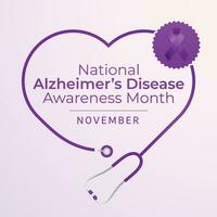 National Alzheimers Disease Awareness Month design template good for celebration usage. purple ribbon design template. alzheimer design template. vector eps 10.