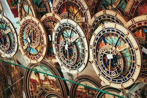 Prague, Czech Republic, - 17 Feb 2018 - Close up shot of souvenir clock in Prague photo