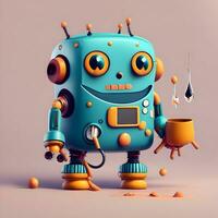 3D sticker template showcasing a lovable but clumsy robot character photo