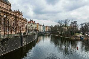 Beautiful view on the city from the river photo