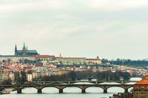 Spectacular view on Prague from the mountain photo
