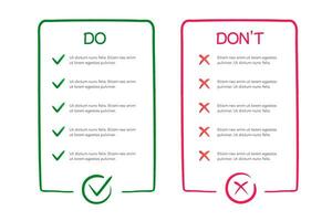 Do and dont infographic template frame vector